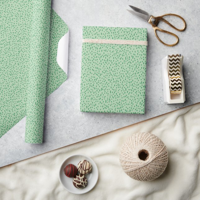 Minimalist Scattered Green Dashes Wrapping Paper (Crafts)