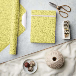 Minimalist Scattered Yellow Dashes Wrapping Paper