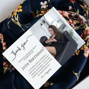 Minimalist script 21th birthday  thank you card