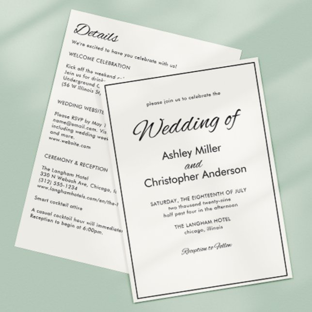 Minimalist Script All-in-One Wedding Invitation (Creator Uploaded)