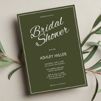 Minimalist Script Army Green Bridal Shower