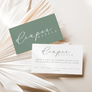 Minimalist Script Baby Shower Diaper Raffle Cards