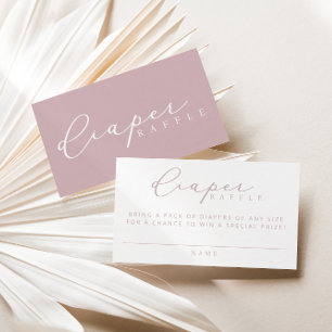 Minimalist Script Baby Shower Diaper Raffle Cards