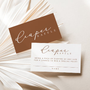 Minimalist Script Baby Shower Diaper Raffle Cards