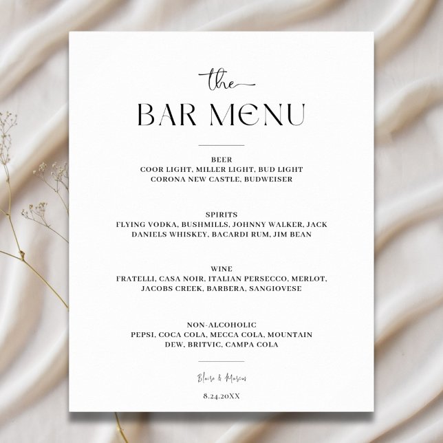 Minimalist Script Bar Menu Cheers Wedding Sign (Creator Uploaded)
