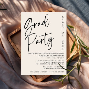 Minimalist Script Beige Boho Graduation Party  Invitation