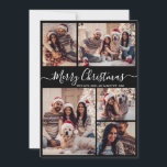 Minimalist Script Black 5 Photo Collage Christmas Holiday Card<br><div class="desc">Modern Simple Elegant Calligraphy Black 5 Photo Collage Merry Christmas Script Holiday Card. This festive, minimalist, whimsical five (5) photo holiday greeting card template features a pretty grid photo collage and says „Merry Christmas”! The „Merry Christmas” greeting text is written in a beautiful hand lettered swirly swash-tail white font script...</div>