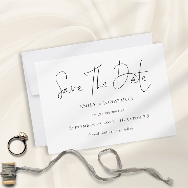 Minimalist Script Black and White Save The Date (Creator Uploaded)