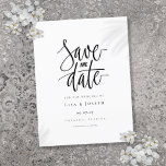 Minimalist Script Black and White Save the Date Announcement Postcard<br><div class="desc">This simple script black and white save the date announcement postcard features a beautiful hand-drawn save the date message. Add your special announcement details in a classic typography. Designed by Thisisnotme©</div>