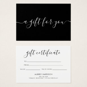 Minimalist Script Black Gift Certificate