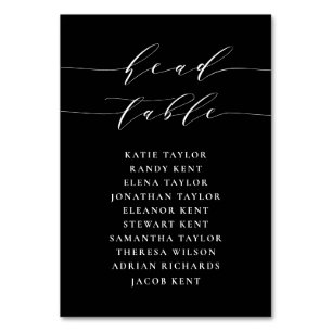 Minimalist Script Black Head Table Wedding Number