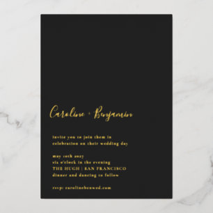 Minimalist Script Black Modern Wedding Gold