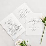 Minimalist Script Black & White Folded Wedding Program<br><div class="desc">A timelessly elegant monochrome folded wedding program with "wedding of" in large modern calligraphy as a statement,  paired with classic serif font.</div>