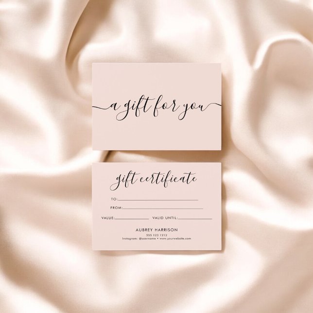 Minimalist Script Blush Pink Gift Certificate (Creator Uploaded)
