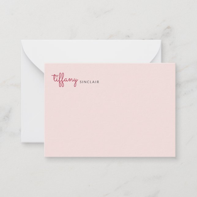 Minimalist Script Blush Pink Modern Chic Custom Card (Front)