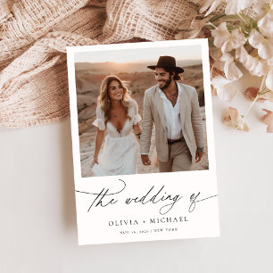 Minimalist Script Boho Photo Wedding Invitation