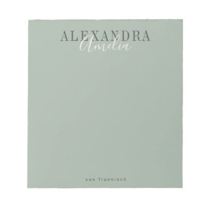 Minimalist Script Boho Sage Green Custom Business Notepad