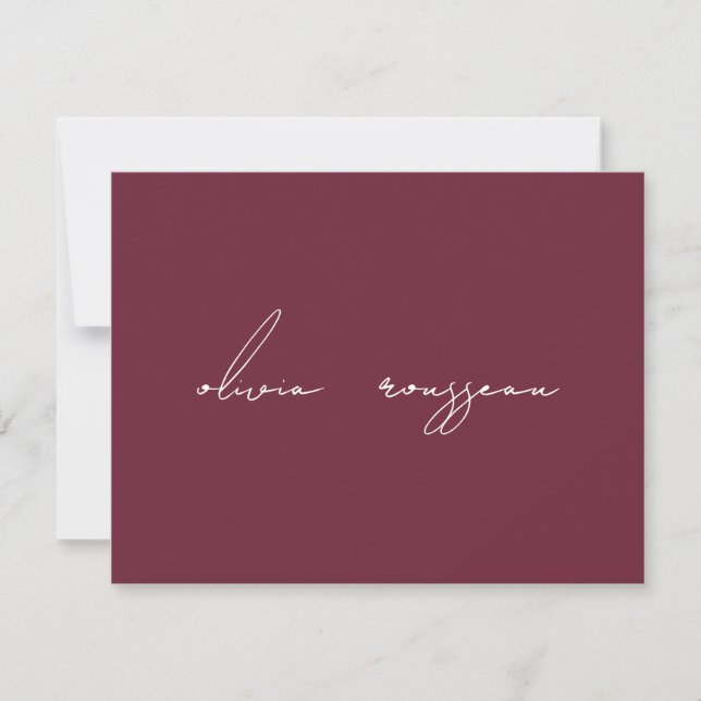 Minimalist Script Bordeaux Wine Personalised Card (Front)
