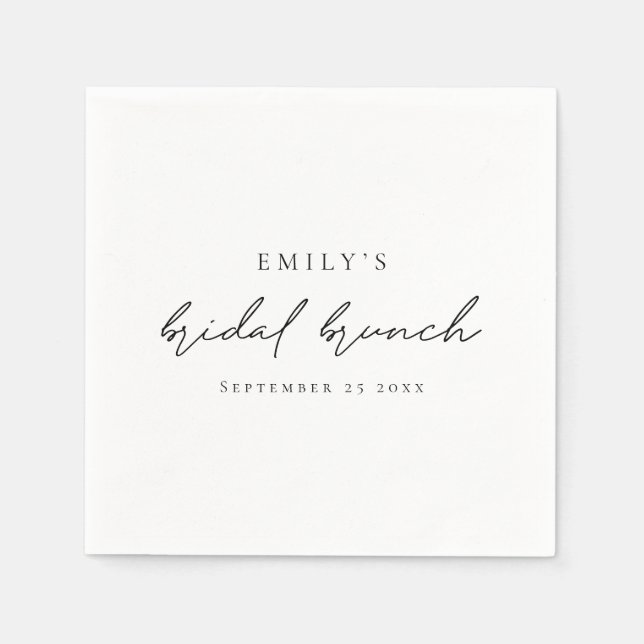 Minimalist Script Bridal Shower Brunch Napkin (Front)