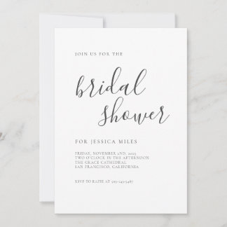 Minimalist Script Bridal Shower Invitation