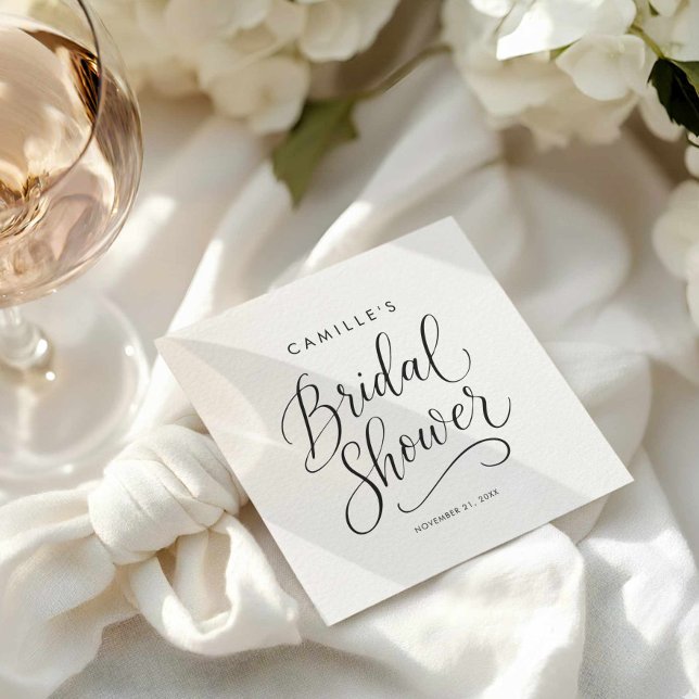 Minimalist Script Bridal Shower Napkin (Minimalist Script Bridal Shower Paper Napkin)