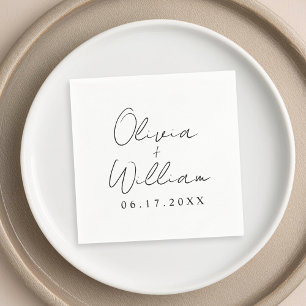 Minimalist Script Bride Groom Names Napkin