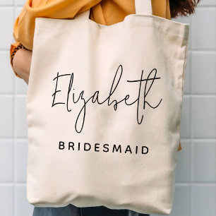 Minimalist Script Bridesmaid Personalised Name Tote Bag