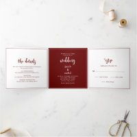 Minimalist Script Burgundy Dark Red Wedding
