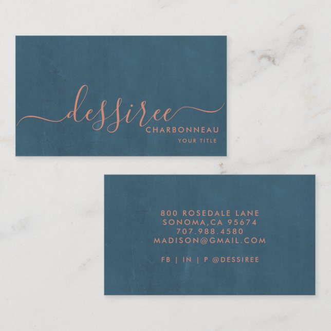 Minimalist Script Burnt Sienna Dusty Blue Business Card (Front/Back)