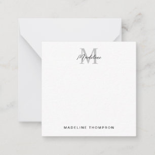 Minimalist Script Calligraphy Black Grey Monogram Card