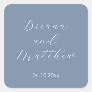 Minimalist Script Calligraphy Dusty Blue Square Sticker