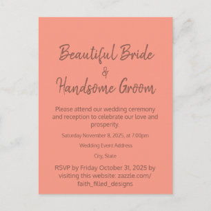 Minimalist Script Calligraphy Rustic Wedding Invitation Postcard