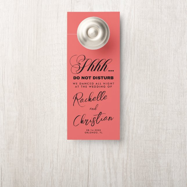 Minimalist Script Calligraphy Wedding Guest Door Hanger (On Knob)