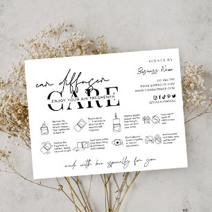 Minimalist Script Car Diffuser Care Instructions Thank You Card