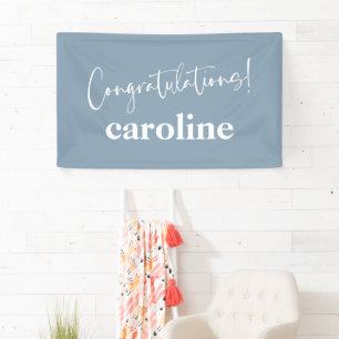 Minimalist Script Custom Congratulation Dusty Blue Banner