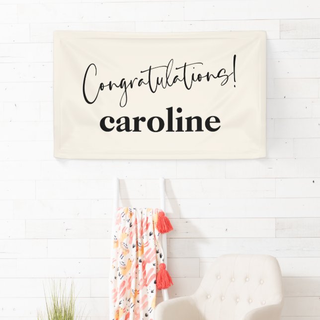Minimalist Script Custom Congratulation Ivory Banner (Insitu)