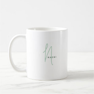 Minimalist Script Custom Monogram and Name Coffee Mug