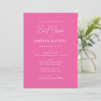 Minimalist Script Cute Hot Pink Modern Bat Mitzvah