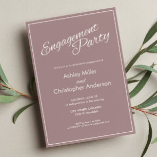 Minimalist Script Dusty Rose Engagement Party Invitation