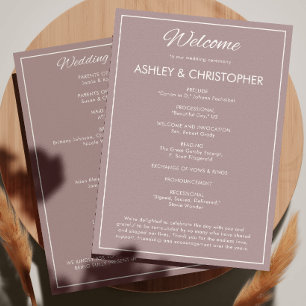 Minimalist Script Dusty Rose Wedding Program