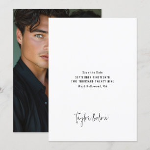 Minimalist Script Editorial Photo Wedding Save The Date