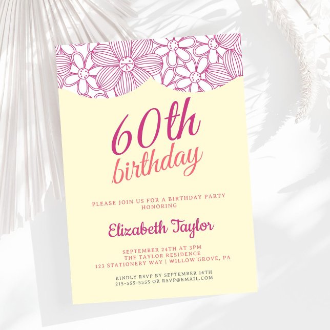 Minimalist Script Elegant 60th Birthday Party Invitation (Creator Uploaded)