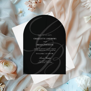 Minimalist Script Font Monogram   Elegant Wedding Acrylic Invitations