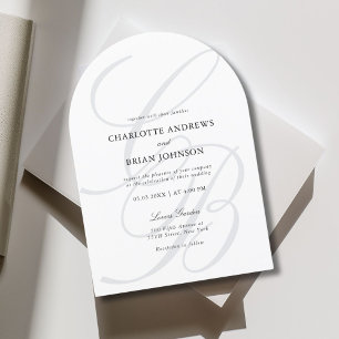Minimalist Script Font Monogram Elegant Wedding Invitation