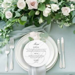 Minimalist Script Font Monogram Elegant Wedding Menu