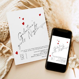 Minimalist Script Girls Galentines party Invitation