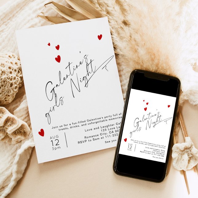 Minimalist Script Girls Galentines party Invitation (Creator Uploaded)