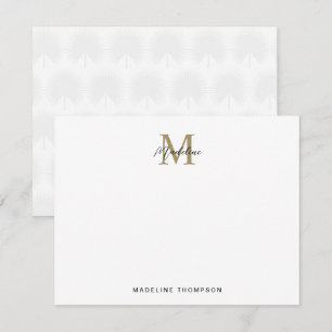 Minimalist Script Gold Anahaw Leaves Monogram Card
