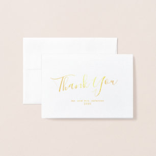 Minimalist Script Gold Foil Mini Wedding Thank You Card