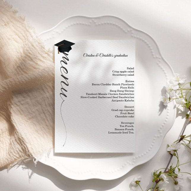 Minimalist script  Graduation party dinner menu  Invitation (Creator Uploaded)